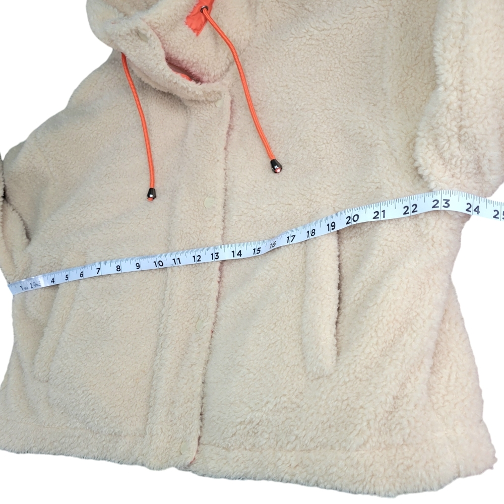 BP Women's Sherpa Jacket Small Cream Beige Oversized Cropped SOFT Coat Shacket - Picture 10 of 13